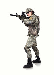 American soldier with rifle