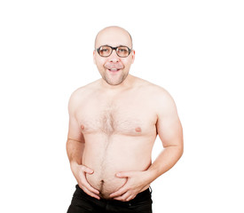 Naklejka premium Funny guy holding his belly