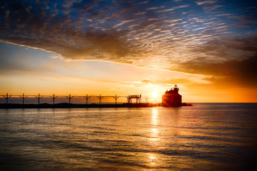 Sunrise over great lake