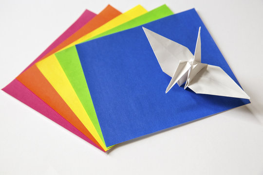 origami crane and origami paper