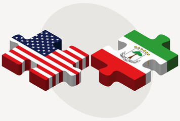 USA and Equatorial Guinea Flags in puzzle