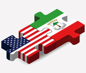 USA and Equatorial Guinea Flags in puzzle