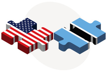 USA and Botswana Flags in puzzle