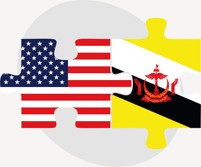 USA and Brunei Darussalam Flags in puzzle