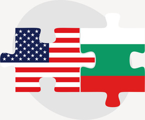 USA and Bulgaria Flags in puzzle
