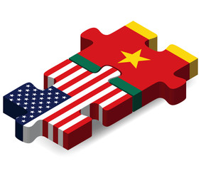 USA and Cameroon Flags in puzzle