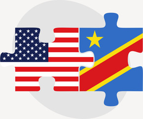 USA and Democratic Republic of the Congo Flags in puzzle