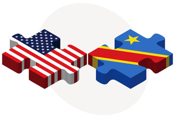 USA and Democratic Republic of the Congo Flags in puzzle