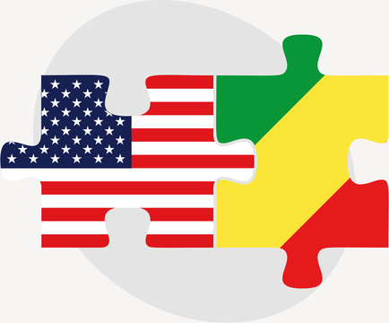USA and Republic of the Congo Flags in puzzle