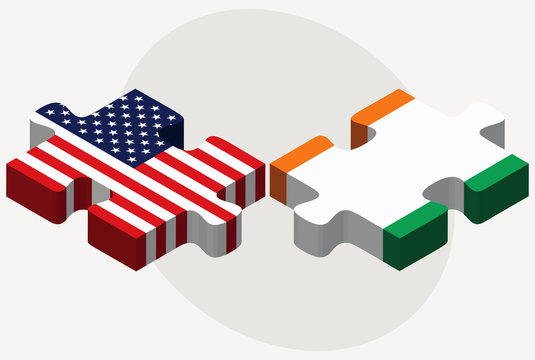 USA and Cote d'Ivoire Flags in puzzle