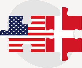USA and Denmark Flags in puzzle