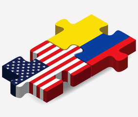 USA and Ecuador Flags in puzzle