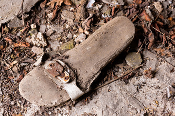old shoe in the ruins