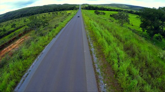 Aerial View from road in the middle of rural area in Brazil