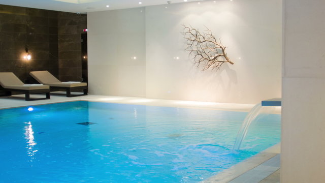 view inside the room with a swimming pool