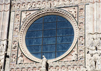 Siena Cathedral glass wall detail in Tuscany, Italy