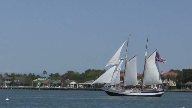 Old sailing ship near Saint Augustine, Florida side view