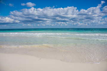 Swimming Tulum beach, caribbean paradise, at Quintana Roo, Mexic