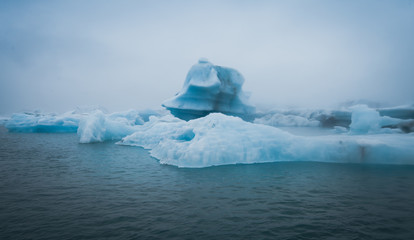 Beautiful cold landscape picture of icelandic glacier lagoon bay