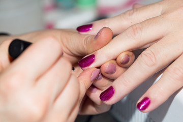Obraz na płótnie Canvas manicure in beauty salon