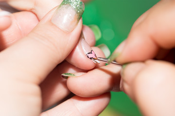 manicure in beauty salon