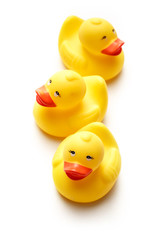 Three yellow duck toys