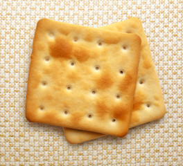Two dry cracker cookies