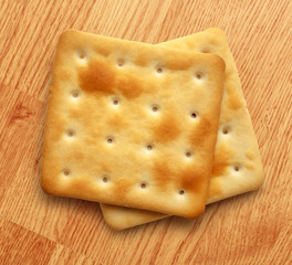 Two dry cracker cookies