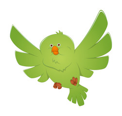 Green Bird Flying