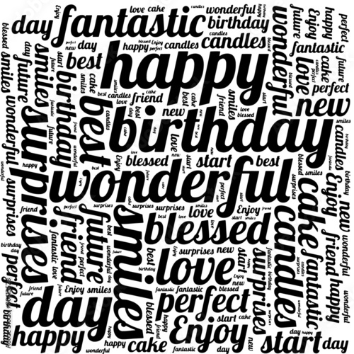 “Happy Birthday typography seamless background pattern in vector” Stock