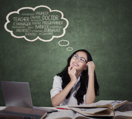 Teenage student dreaming in the class