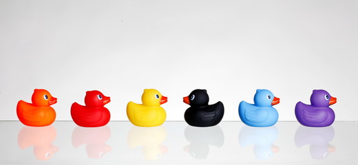 Bunte Plastikenenten