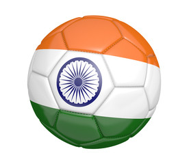 Fototapeta premium Soccer ball, or football, with the country flag of India