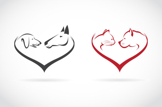 Vector image of animal on heart shape on white background, horse