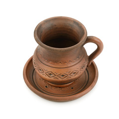 clay cup isolated on white