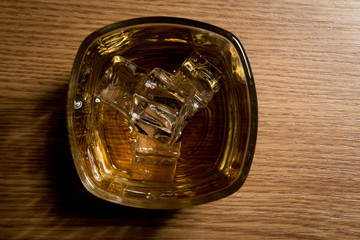 overhead shot of whiskey