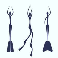 Set of vector free diving silhouettes free diving and apnea in