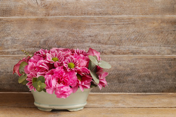 Floral arrangement with rose, carnation and chrysanthemum flower