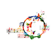 Colorful tambourine design - obrazy, fototapety, plakaty