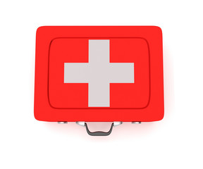 First aid kit on a white background. 3D render