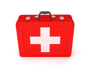 First aid kit on a white background. 3D render