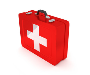 First aid kit on a white background. 3D render
