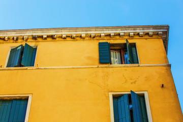 Beautiful venetian windows of a typical Venetian house, Italy