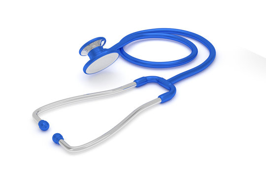 Professional stethoscope withe reflection on a white background.
