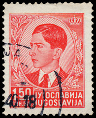 Stamp printed in Yugoslavia shows King Peter II