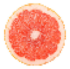 Grapefruit Fruit Slice Pixel Vector