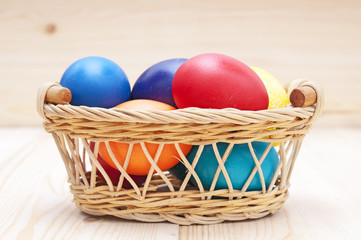 Easter eggs in a wicker basket
