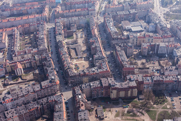aerial view of wrocław city suburbs