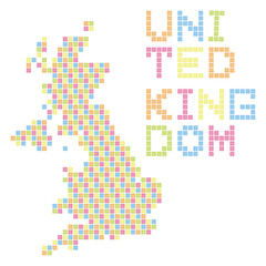 イギリスのドット地図(カラフル)