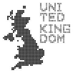 Fototapeta na wymiar イギリスのドット地図(黒)